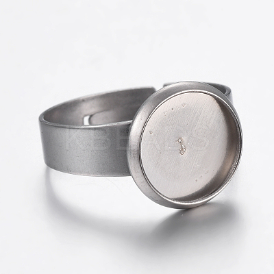 Tarnish Resistant Adjustable 304 Stainless Steel Finger Rings Components LS-STAS-G187-01P-10mm-1