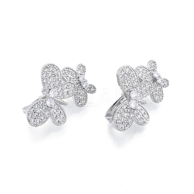 Brass Pave Clear Cubic Zirconia Twister Clasps KK-A165-06P-1