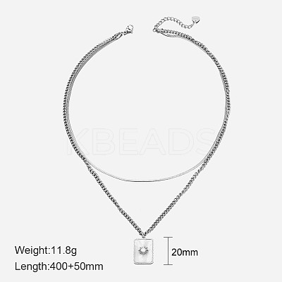 304 Stainless Steel with Natural Shell Double Layer Necklaces FS-WG7985A-07-1