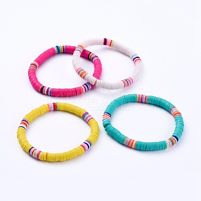 Handmade Polymer Clay Heishi Beads Stretch Bracelets BJEW-JB05087-1