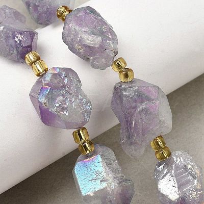 Electroplated Raw Rough Natural Amethyst Beads Strands G-Z131-J02-11-1
