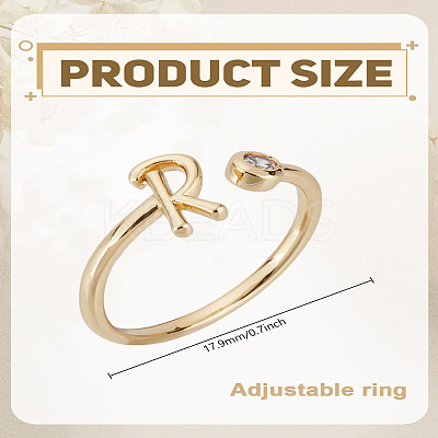 1Pc Brass Micro Pave Clear Cubic Zirconia Open Cuff Rings for Women RJEW-LP0002-37R-1