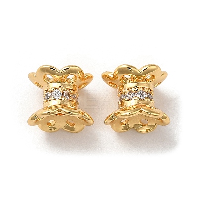 Brass Micro Pave Cubic Zirconia Spacer Beads KK-P239-35G-1