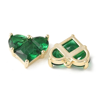 Brass Micro Pave Clear Cubic Zirconia Pendants KK-Q031-42G-1