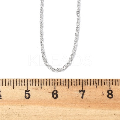 Anti-Tarnish Rhodium Plated 925 Sterling Silver Singapore Chain Necklaces STER-F039-40cm-06P-1