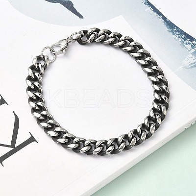 667 Stainless Steel Curb Chain Bracelets for Men Women BJEW-D367-02-1