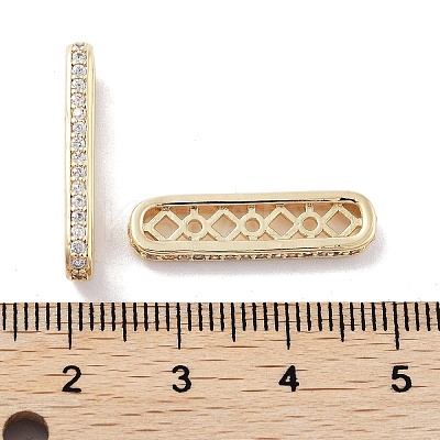 Brass Micro Pave Clear Cubic Zirconia Multi-Strands Links KK-B082-16G-1