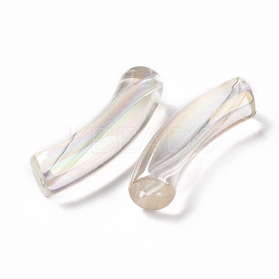 UV Plating Transparent Rainbow Iridescent Acrylic Beads X-OACR-A016-01M-1