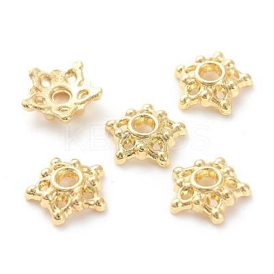 Rack Plating Alloy Flower Bead Caps X-KK-J277-09G-1