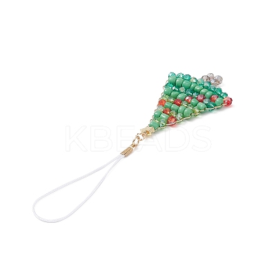 Christmas Glass Seed Beaded Pendant Decorations HJEW-TA00013-01-1