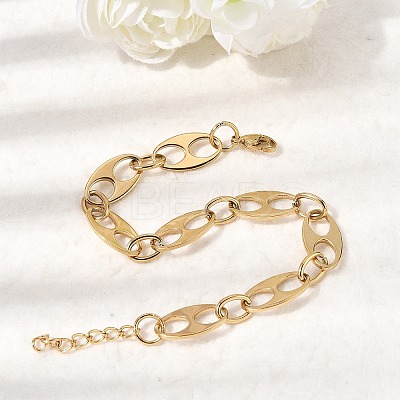 304 Stainless Steel Oval Link Chain Bracelets for Women Men BJEW-L720-03G-1