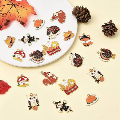 20Pcs 10 Styles Thanksgiving Theme Alloy Enamel Pendants FIND-FS0004-84-1