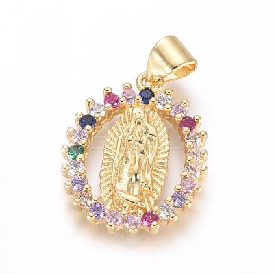 Brass Micro Pave Cubic Zirconia Pendants X-KK-I657-32G-A-1
