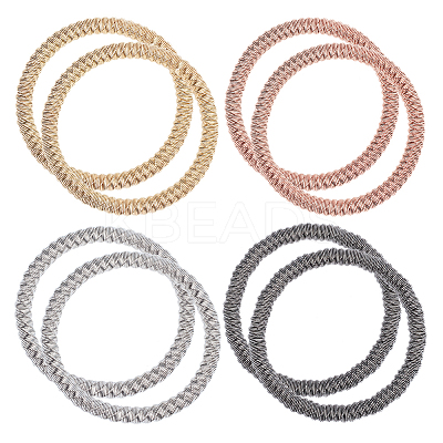 8Pcs 4 Colors Steel Wire Wrap Chain Stretch Bracelets Set BJEW-BC0001-21-1