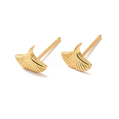 Brass Ginkgo Leaf Stud Earrings for Women EJEW-P199-18G-1