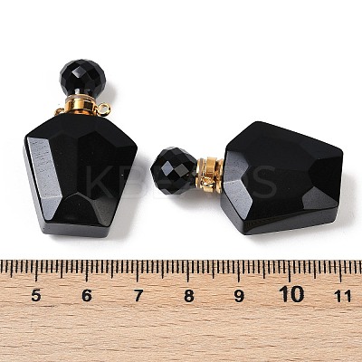 Natural Obsidian Openable Perfume Bottle Pendants G-I381-02G-05-1