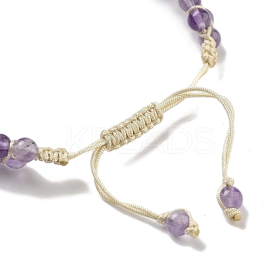 Natural Amethyst Braided Round Bead Bracelets BJEW-K251-06B-1