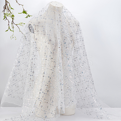 Sequin Polyester Lace Fabric DIY-WH0622-147B-1
