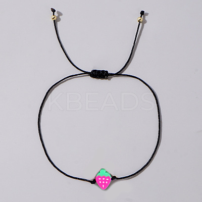Fruit Strawberry Polymer Clay Braided Bead Bracelets LP5577-6-1