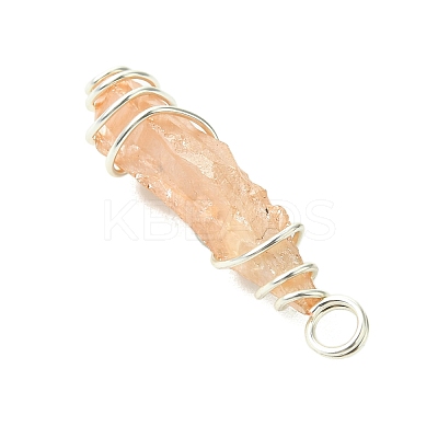 2Pcs Electroplated Natural Quartz Crystal Dyed Copper Wire Wrapped Pendants PALLOY-JF03173-02-1
