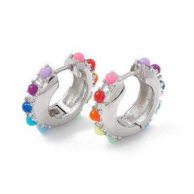 Colorful Resin Beaded Hoop Earrings EJEW-P215-04P-1