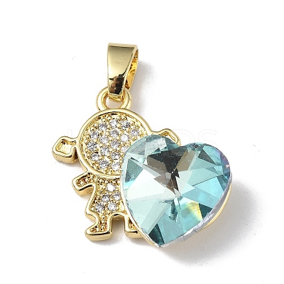 Real 18K Gold Plated Rack Plating Brass Micro Pave Clear Cubic Zirconia Pendants KK-C015-23G-07-1