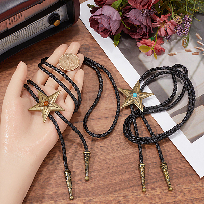 2Pcs 2 Styles Star Lariat Necklace for Men Women NJEW-GF0001-09-1