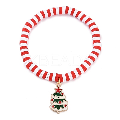 Elegant Christmas Handmade Polymer Clay Heishi Beaded Stretch Bracelets MV9996-21-1