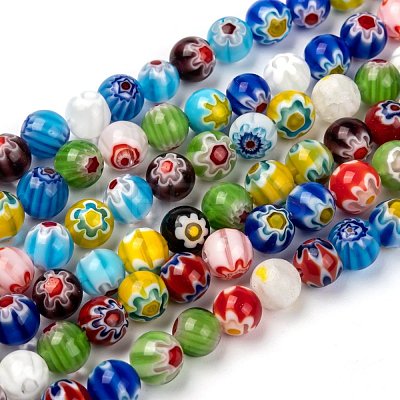 Handmade Millefiori Glass Lampwork Beads Strands X-LK14-1