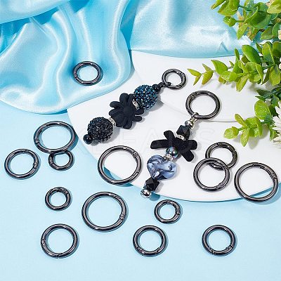 20Pcs 4 Styles Alloy Spring Gate Rings FIND-SP0001-50C-1