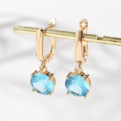 Flat Round Brass Pave Cubic Zirconia Hoop Earrings for Women EJEW-G428-22G-1