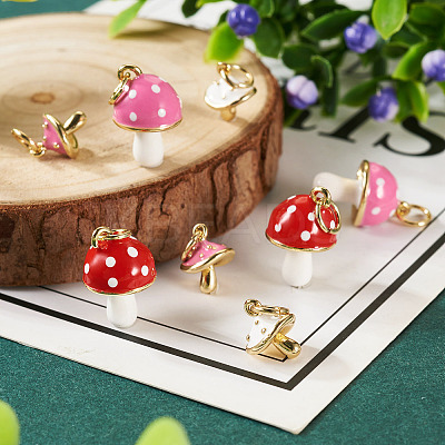 8Pcs 4 Styles Real 18K Gold Plated Rack Plating Brass Enamel Charms FIND-TA0006-02-1