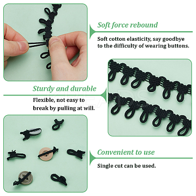 1Bundle Polyester Elastic Button Looping Trim OCOR-BC0006-93A-1