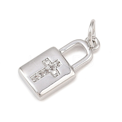 Brass Micro Pave Clear Cubic Zirconia Pendants KK-G544-08P-01-1