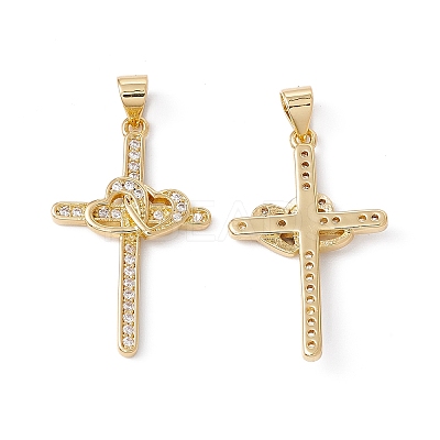 Rack Plating Brass Micro Pave Cubic Zirconia Pendants X-ZIRC-C040-45G-02-1