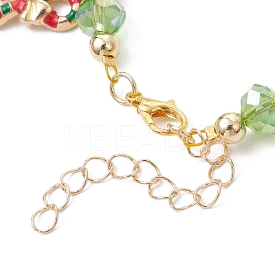 3Pcs 3 Colors Christmas Alloy Enamel Charm Bracelets BJEW-JB12077-1