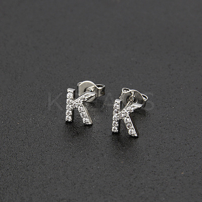 Brass Micro Pave Clear Cubic Zirconia Stud Earrings FS-WGC2F12-11-1