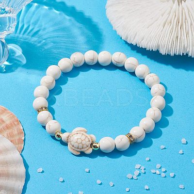 Tortoise Synthetic Turquoise Stretch Bracelets for Women BJEW-JB10106-05-1