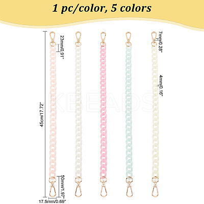 5Pcs 5 Colors Acrylic Imitation Jelly Curb Chain Link Purse Chains FIND-PH0017-48-1