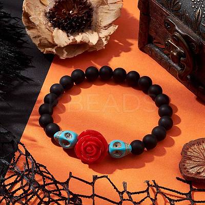 Resin and Synthetic Turquoise Bracelets BJEW-JB10755-02-1