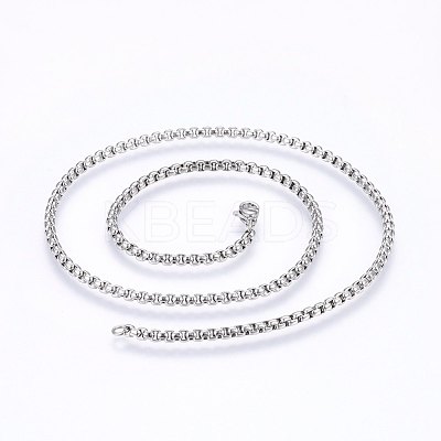 Non-Tarnish 304 Stainless Steel Box Chain Necklaces NJEW-F227-09P-03-1
