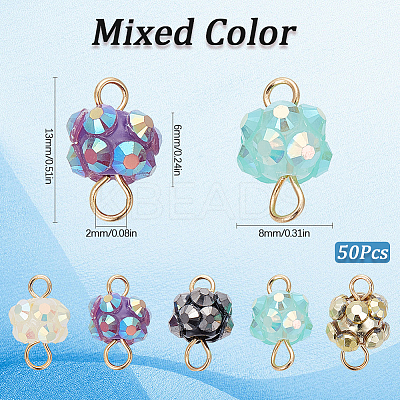 50Pcs Resin Rhinestone Beads Links Connectors RESI-SC0003-23-1