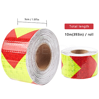 2" X 33ft Reflective Hazard Warning Tape Yellow Red High Intensity Waterproof Reflector Safety Tape Marking Tape for Outdoor Steps AJEW-GF0001-54B-1