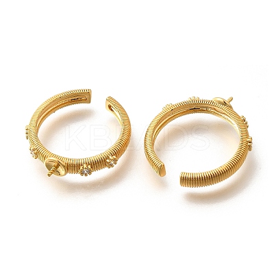 Brass Pave Clear Cubic Zirconia Open Cuff Ring Settings KK-K398-11G-1