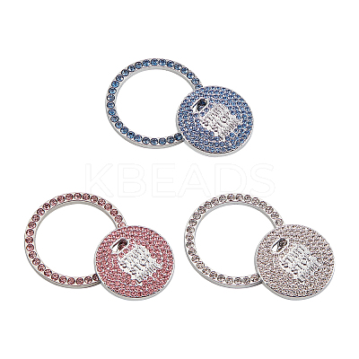 3 Sets 3 Colors Self Adhesive Zinc Alloy with Rhinestone Car Stickers DIY-AR0001-48-1