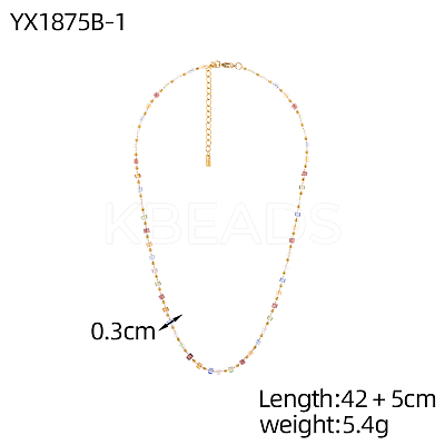 304 Stainless Steel & Glass Link Chain Necklaces for Women STAS-OY015-55G-1