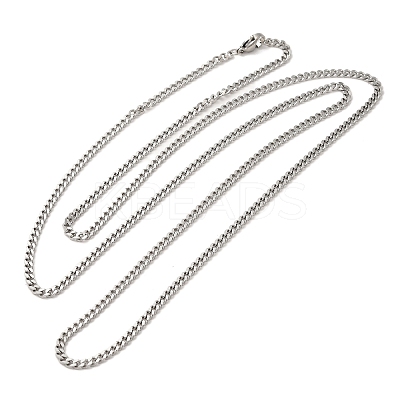 Non-Tarnish 304 Stainless Steel Curb Chain Necklaces NJEW-D065-01P-1