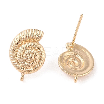 Ocean Style Brass Stud Earring Findings X-KK-N256-09A-G-1