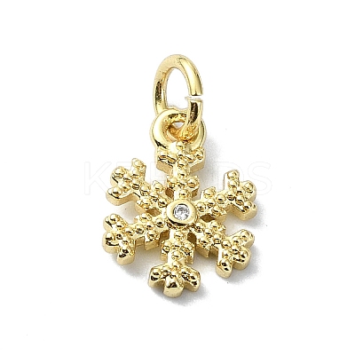 Brass Micro Pave Clear Cubic Zirconia Charms KK-H475-55G-01-1