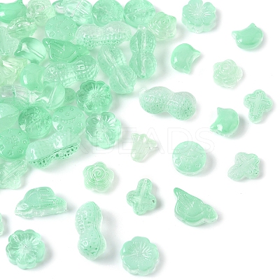 120Pcs 8 Styles Spray Painted Transparent Glass Beads GLAA-FS0002-22-1